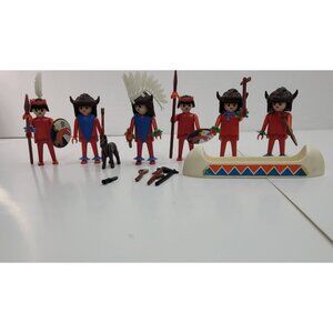 Playmobil Native American Playset Vintage 1974 Western Theme Canoe Head Dress